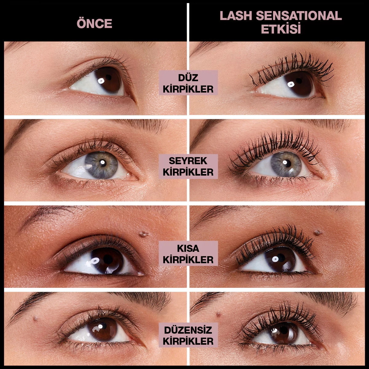 Maybelline New York, Lash Sensational, Yelpaze Etkili, Suya Dayanıklı Maskara - Siyah