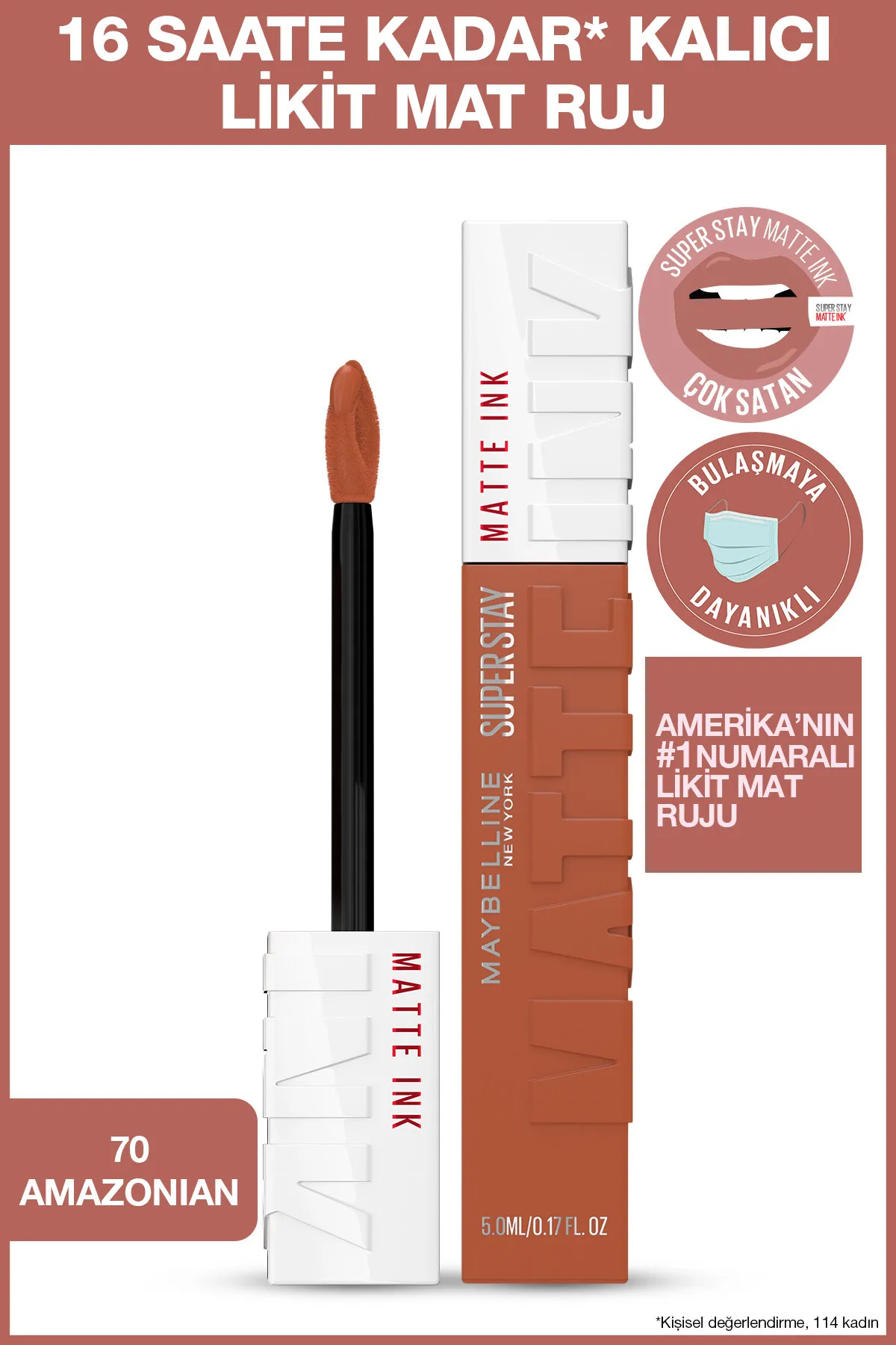 Maybelline New York, Super Stay Matte Ink Unnude, Likit Mat Ruj - 70 Amazonian