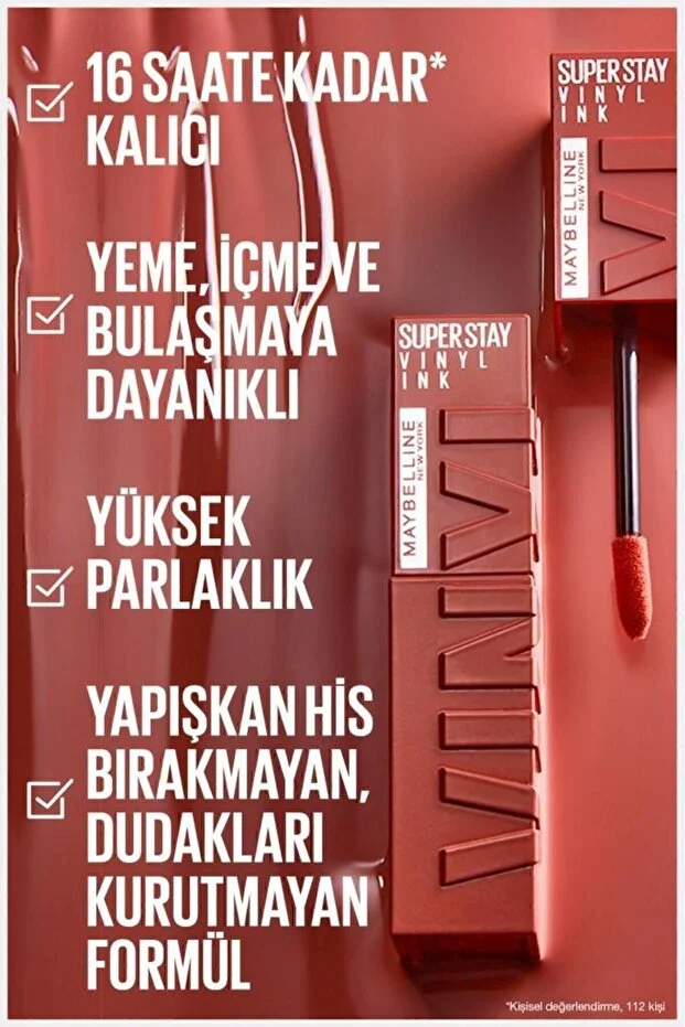 Maybelline New York, Super Stay Vinyl Ink, Likit Parlak Ruj - 115 Peppy