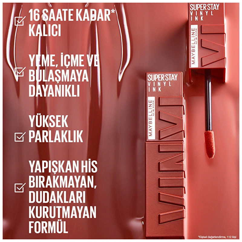 Maybelline New York, Super Stay Vinyl Ink, Likit Parlak Ruj - 120 Punchy
