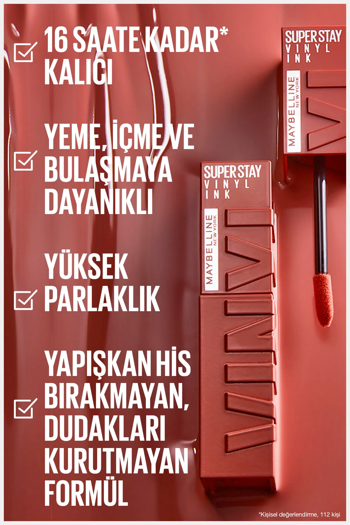 Maybelline New York, Super Stay Vinyl Ink, Likit Parlak Ruj - 130 Extra