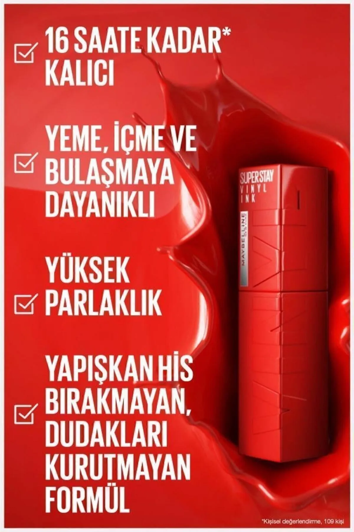 Maybelline New York, Super Stay Vinyl Ink, Likit Parlak Ruj - 55 Royal  
