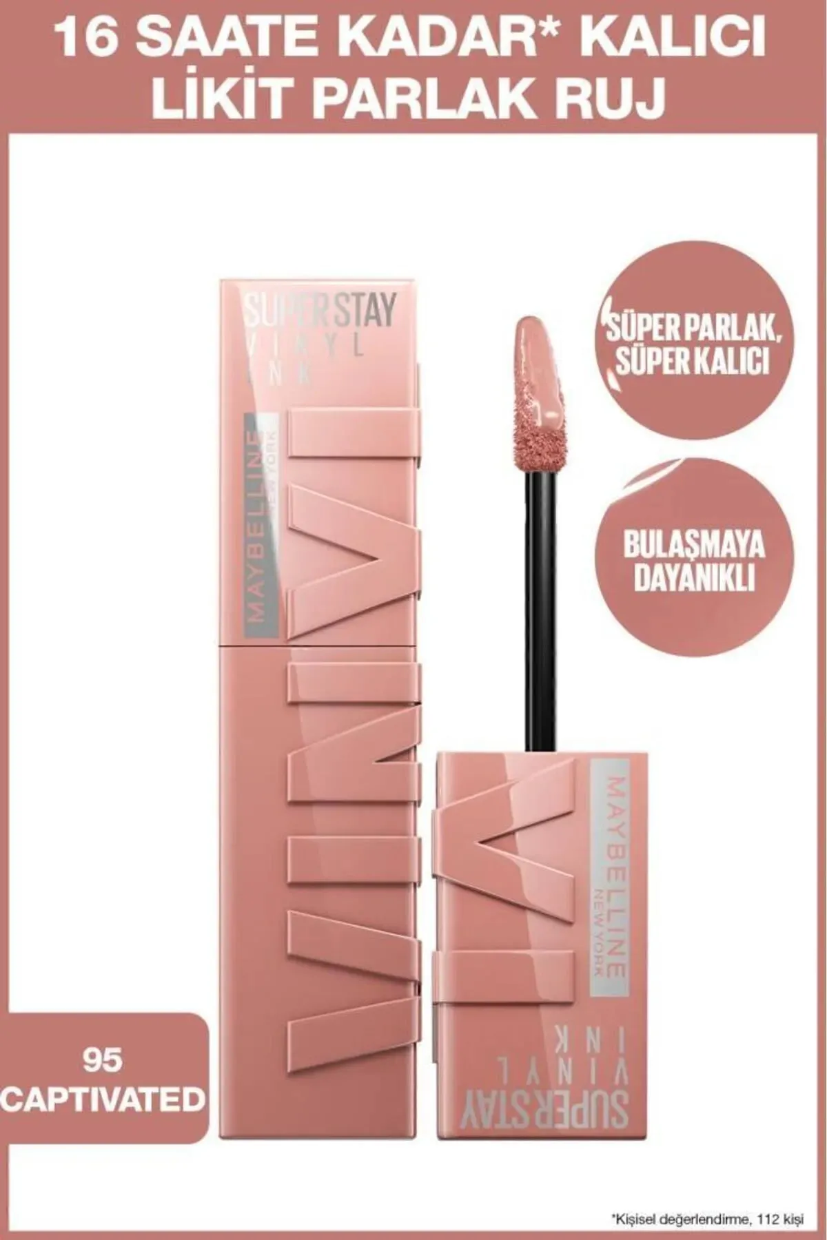 Maybelline New York, Super Stay Vinyl Ink, Likit Parlak Ruj - 95 Captivated