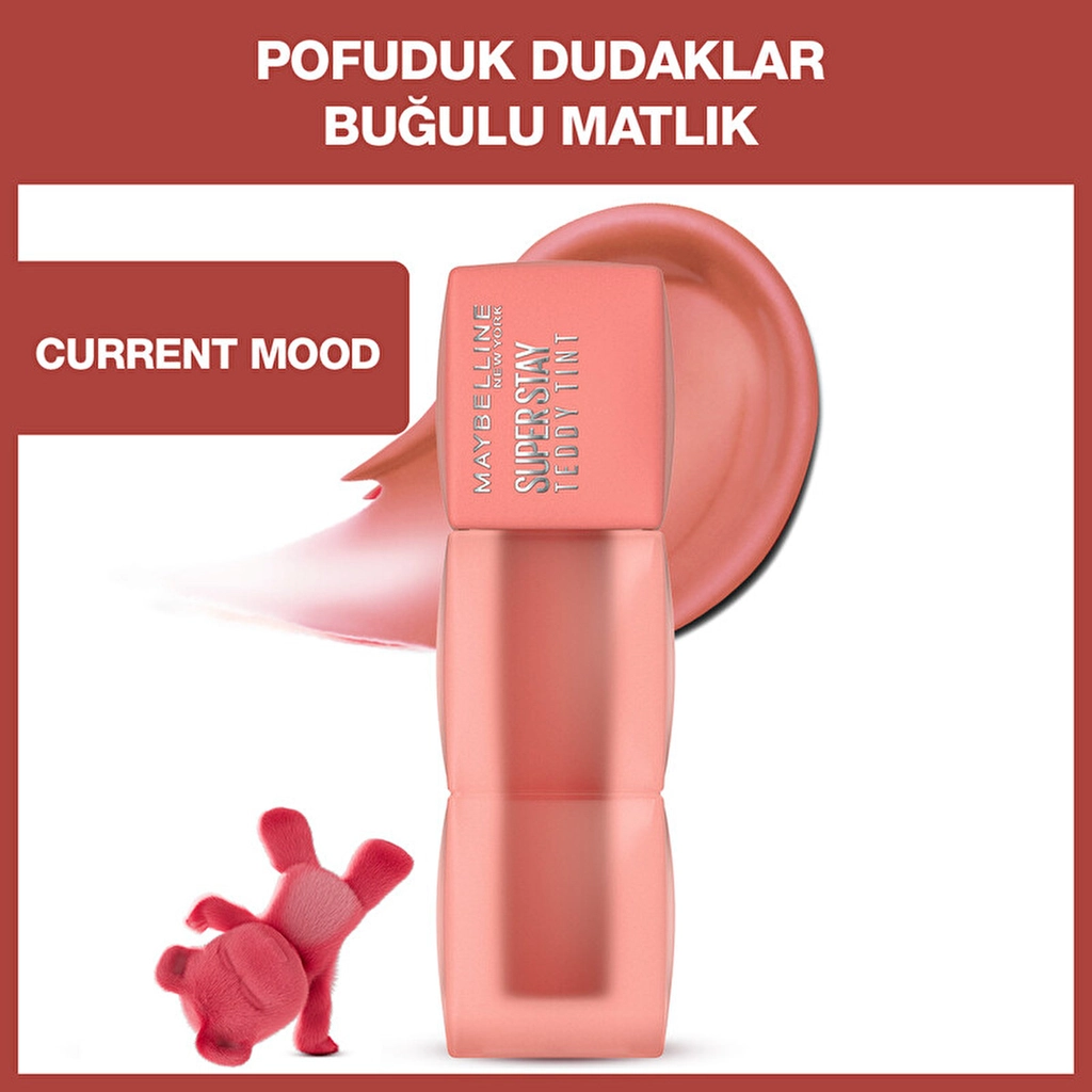 Maybelline, Super Stay, Teddy Tint, Uzun Süre Kalıcı, Likit Mat Tint - 10 Current Mood