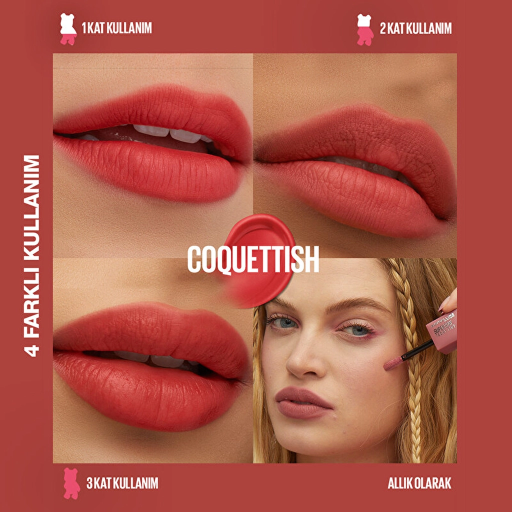 Maybelline, Super Stay, Teddy Tint, Uzun Süre Kalıcı, Likit Mat Tint - 30 Coquettish