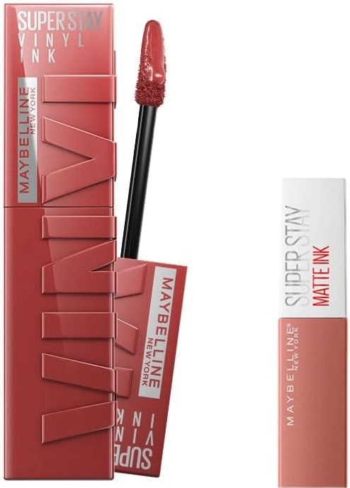 Maybelline New York, Super Stay Vinyl Ink, Uzun Süre Kalıcı Likit, Parlak Ruj 35 Cheeky & Mini, Super Stay Matte Ink, Likit Mat Ruj 65 Seductress, Makyaj Seti