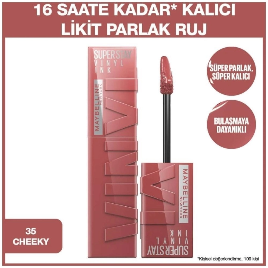 Maybelline New York, Super Stay Vinyl Ink, Uzun Süre Kalıcı Likit, Parlak Ruj 35 Cheeky & Mini, Super Stay Matte Ink, Likit Mat Ruj 65 Seductress, Makyaj Seti
