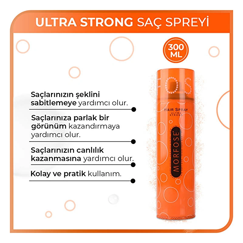 Morfose, Ultra Strong, Turuncu Saç Spreyi - 300 ml