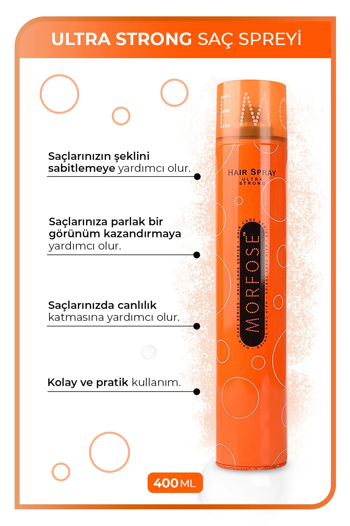 Morfose, Ultra Strong, Turuncu Saç Spreyi - 400 ml