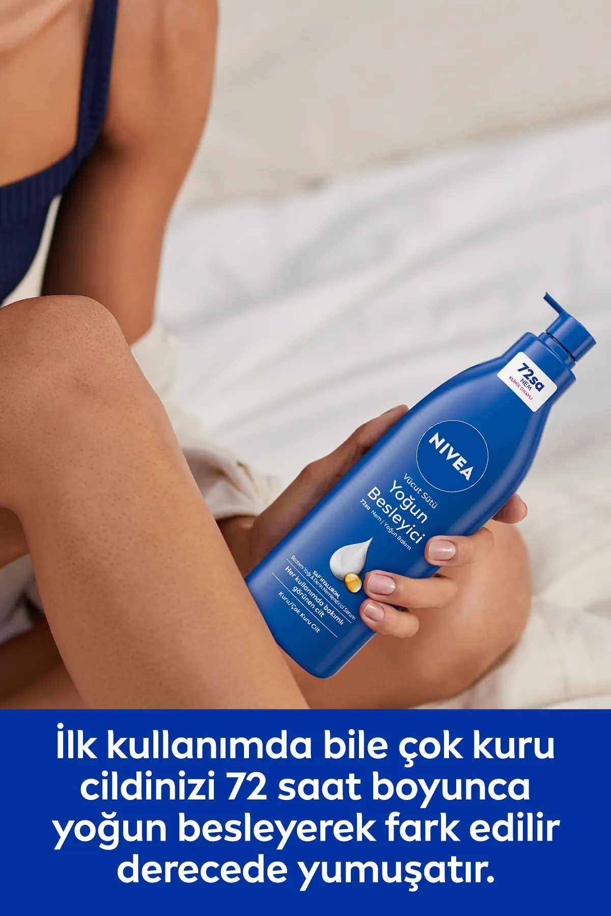 NIVEA, Besleyici Vücut Sütü - 400 ml  (Kuru ve Çok Kuru Ciltler, 72 Saat Nemlendirici, Badem Yağı)