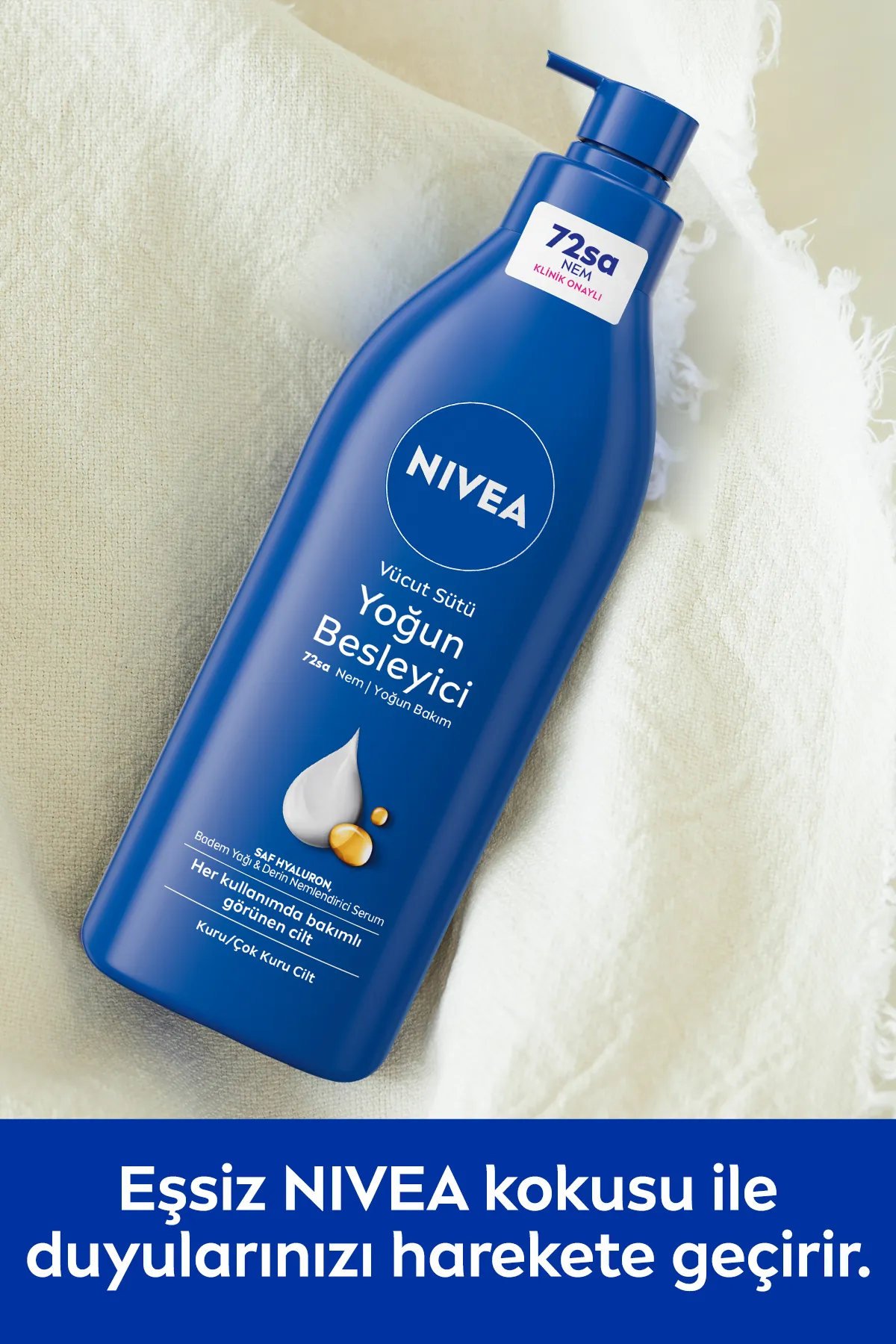 NIVEA, Besleyici Vücut Sütü - 400 ml  (Kuru ve Çok Kuru Ciltler, 72 Saat Nemlendirici, Badem Yağı)