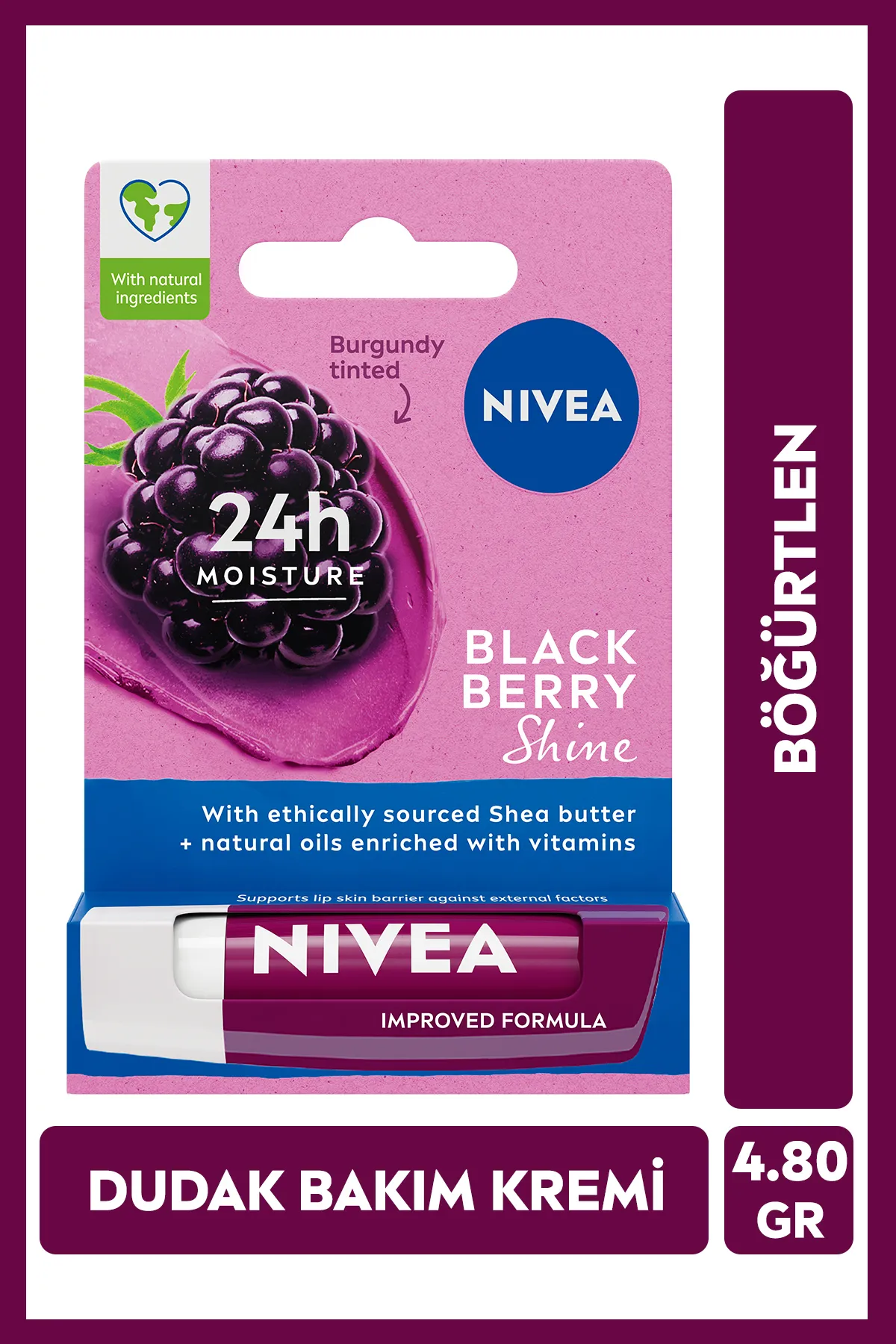 NIVEA Böğürtlen Dudak Bakım Kremi ve Parlatıcısı 4.8 gr