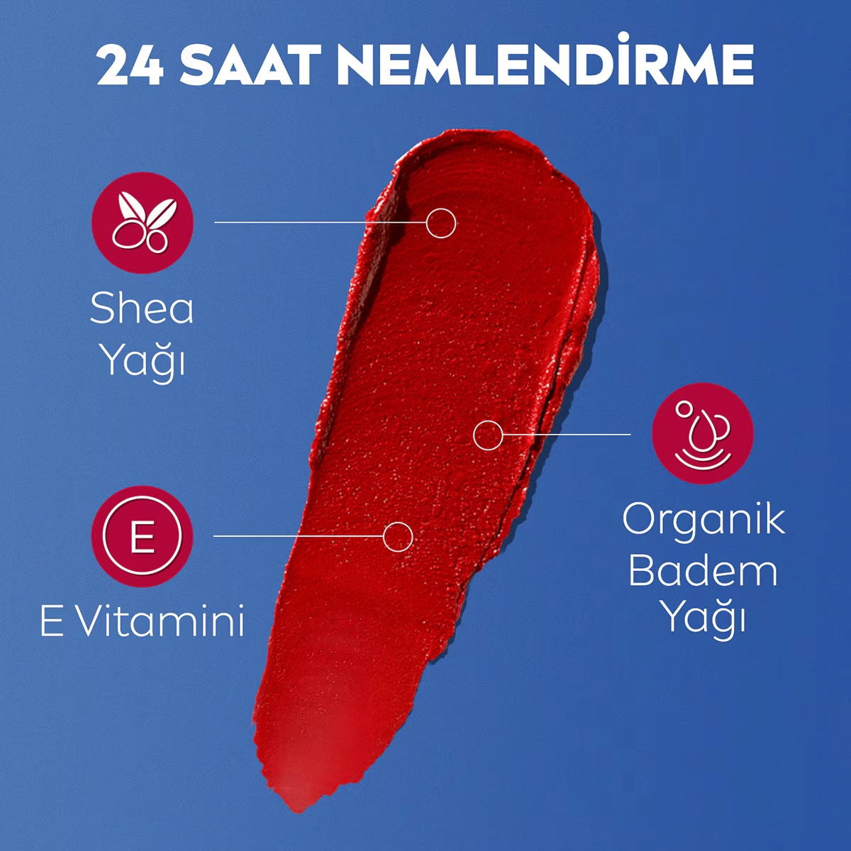 NIVEA, Renkli, spf30, Nemlendirici, Dudak ve Yanak, Bakım Kremi -  Kırmızı (4.8 gr)