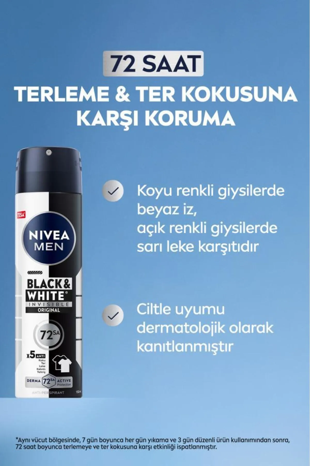 NIVEA MEN, Black & White, Original Sprey Deodorant, 150 ml