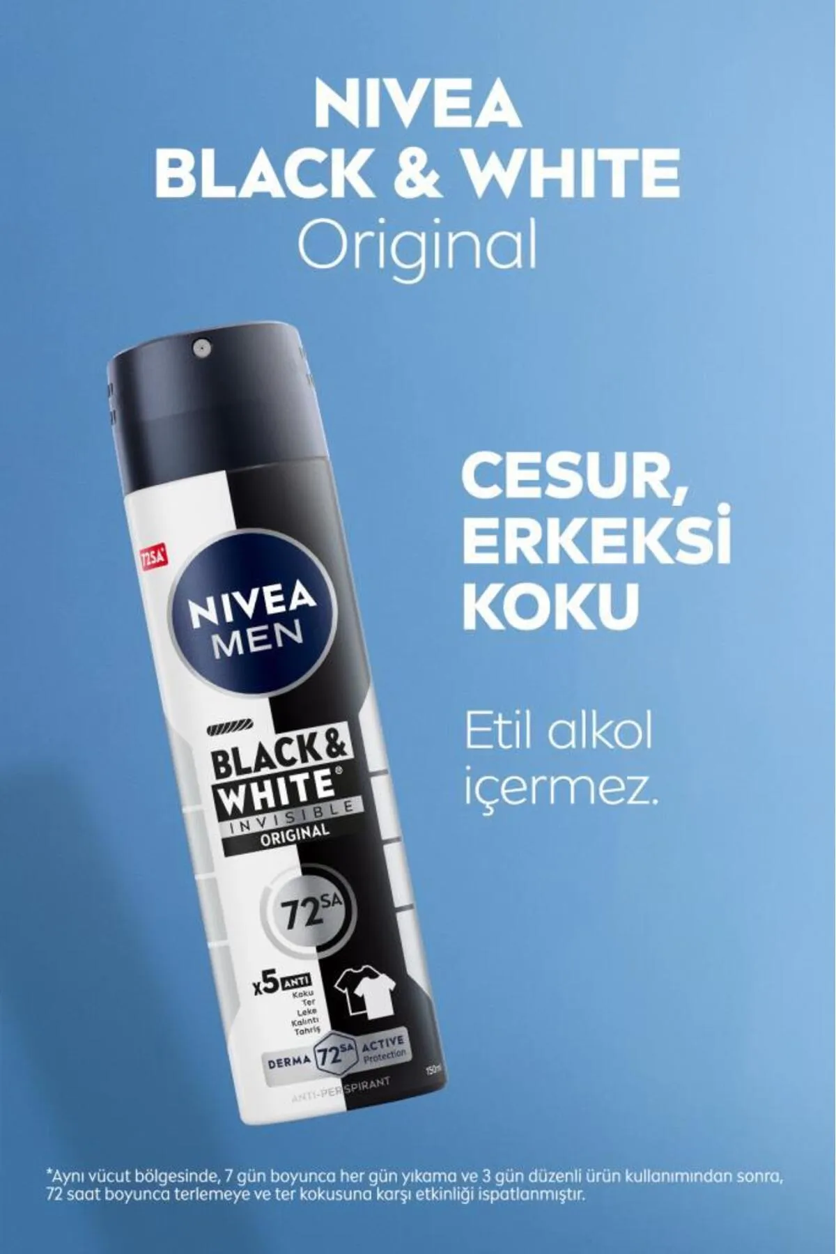 NIVEA MEN, Black & White, Original Sprey Deodorant, 150 ml
