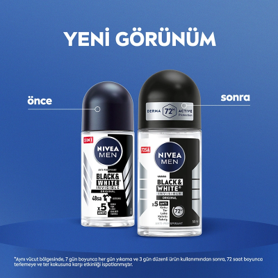 NIVEA MEN, Black & White, Roll-On - 50 ml 