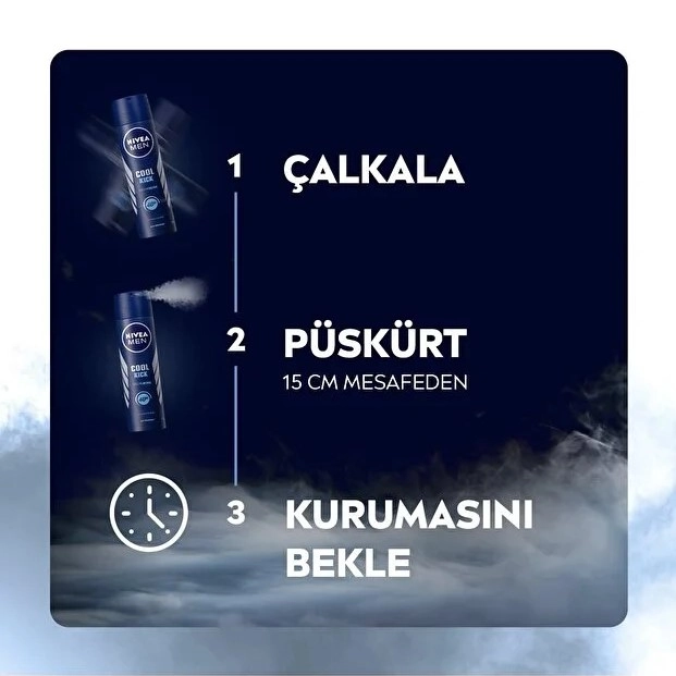 NIVEA MEN, Cool Kick Erkek Deodorant Sprey - 150 ml