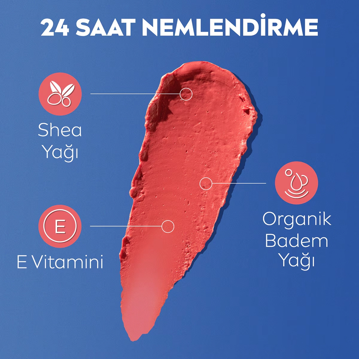 NIVEA, Renkli, spf30, Nemlendirici, Dudak ve Yanak, Bakım Kremi -  Mercan (4.8 gr)