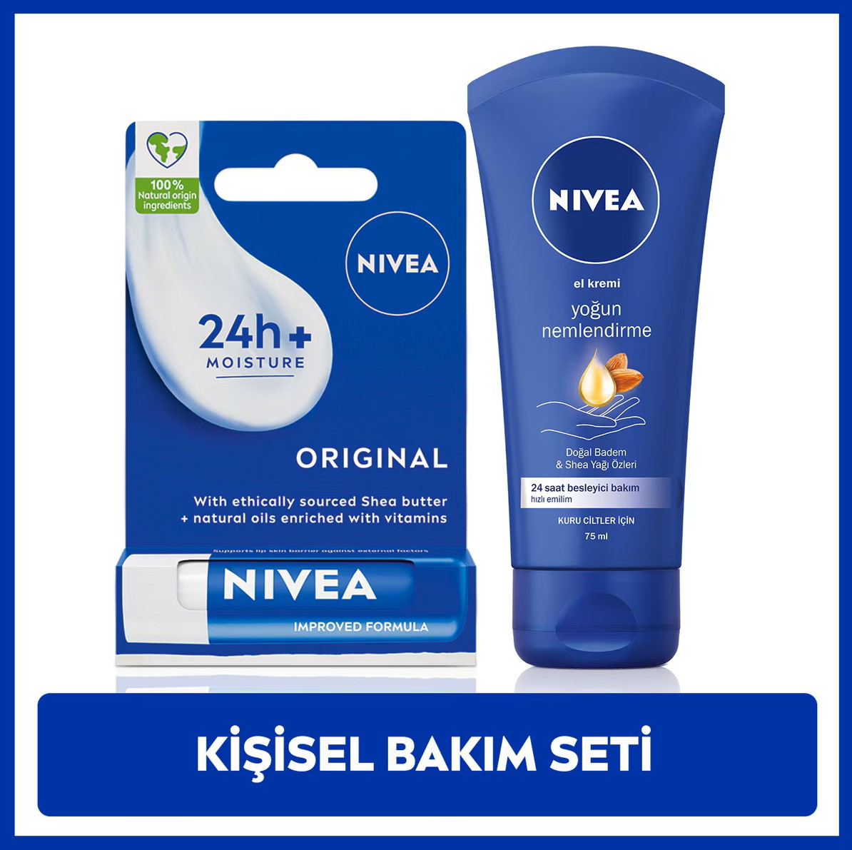 Nivea, Yoğun Nemlendirici El Kremi 75 ml + Dudak Kremi 4,8 gr