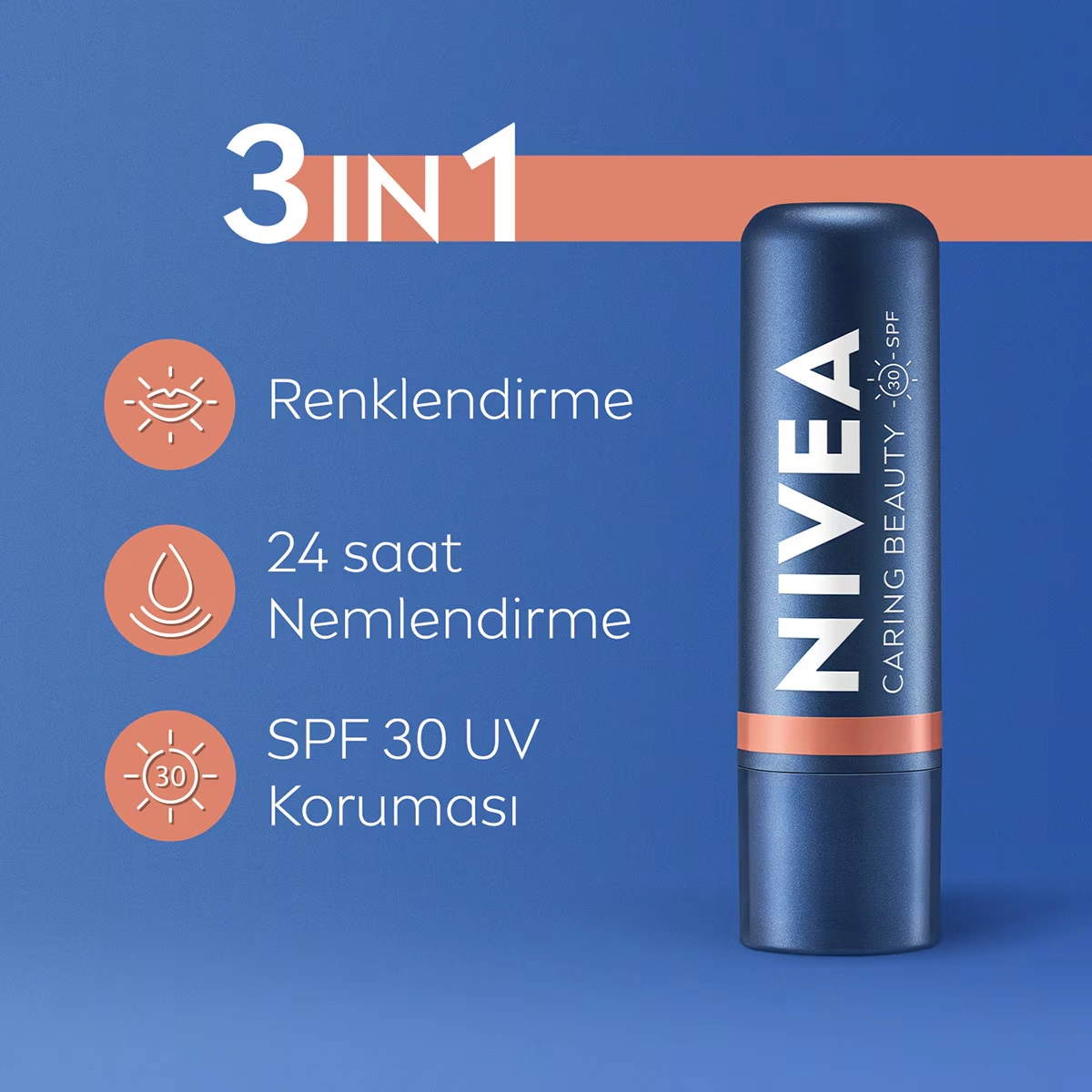 NIVEA, Renkli, spf30, Nemlendirici, Dudak ve Yanak, Bakım Kremi -  Nude (4.8 gr)