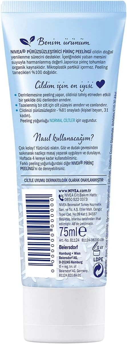 Nivea, Pürüzsüzleştirici Organik Pirinç Peeling - 75 ml