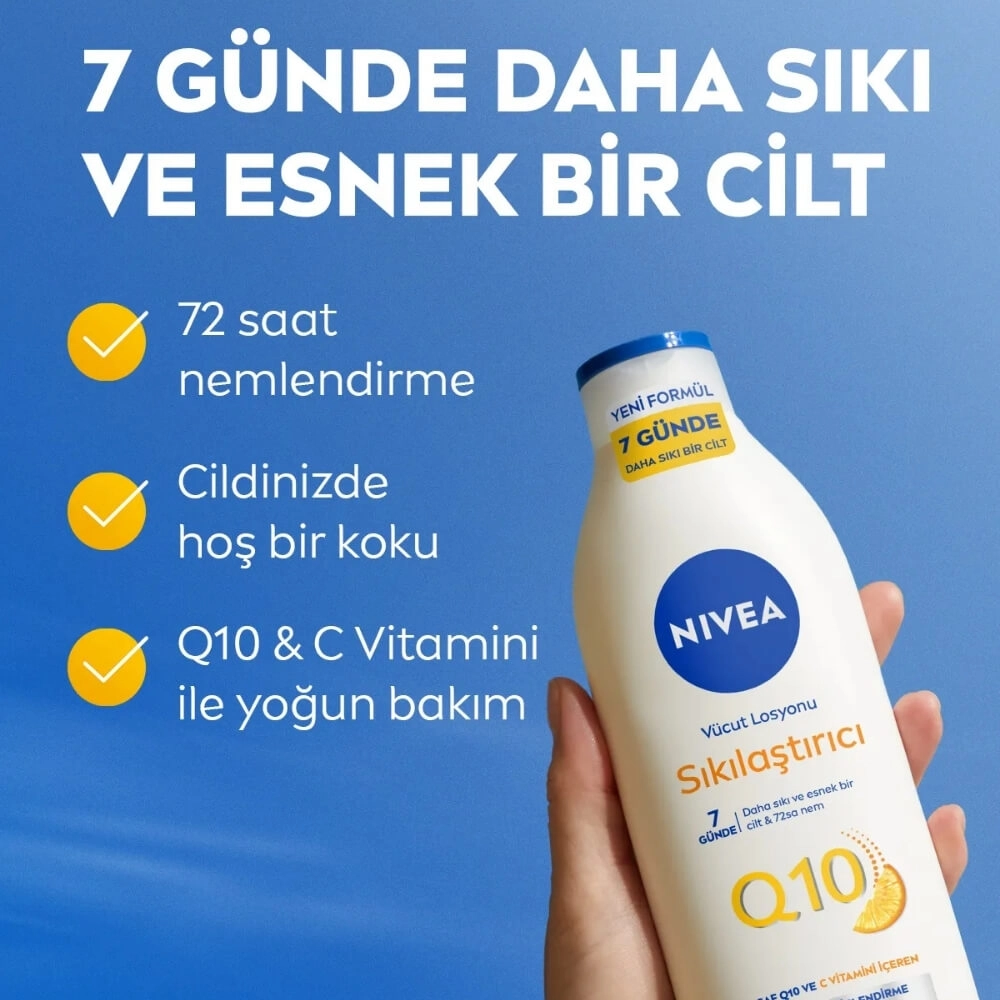 NIVEA Q10, 7 Günde Sıkılaştırıcı, C Vitamini, Nemlendirici, Vücut Losyonu - 250 ml