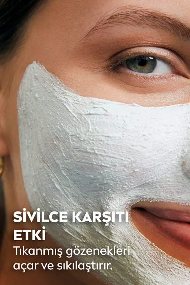 NIVEA, Sivilce Karşıtı 3’ü1 Arada Beyaz Kil Maskesi, Gözenek ve Siyah Nokta Arındırıcı, Tüm Cilt Tipleri - 150 ml
