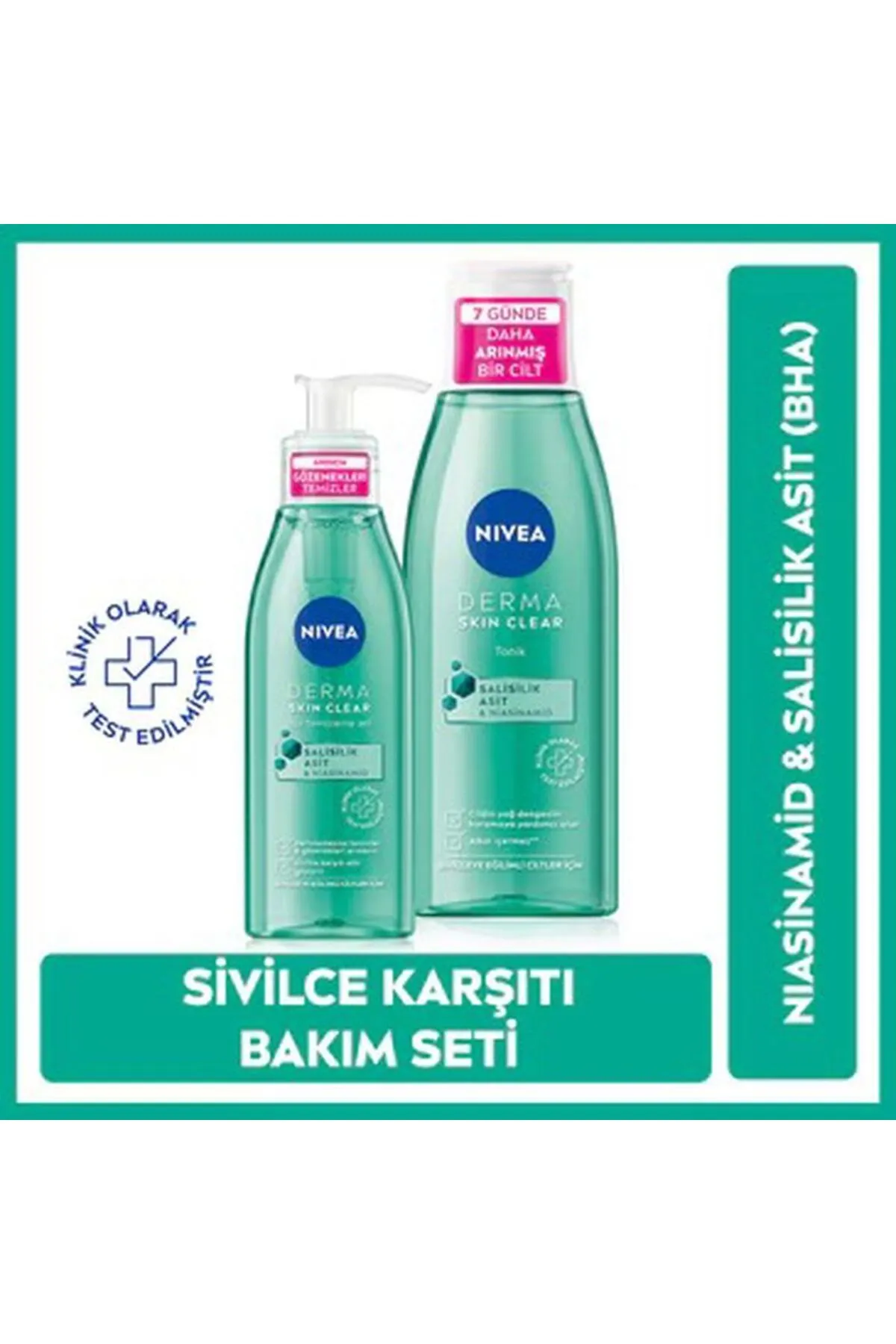 NIVEA, Skin Clear, Yüz Temizleme Jeli 150 ml + Derma Skin Clear, Sivilce Karşıtı Tonik 200 ml