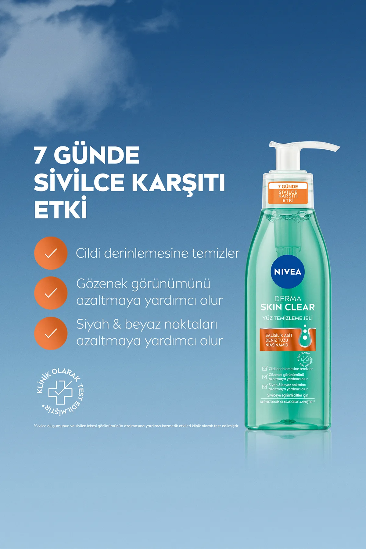 NIVEA, Skin Clear, Yüz Temizleme Jeli 150 ml + Derma Skin Clear, Sivilce Karşıtı Tonik 200 ml