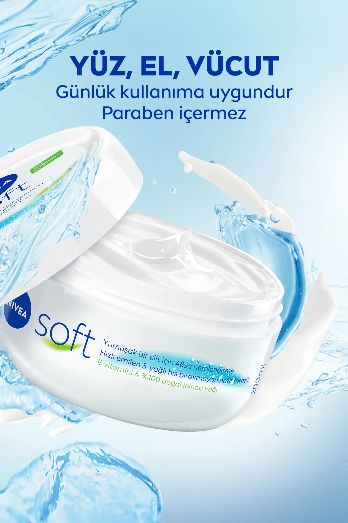 NIVEA Soft, Nemlendirici, El, Yüz ve Vücut Bakım Kremi - 300 ml
