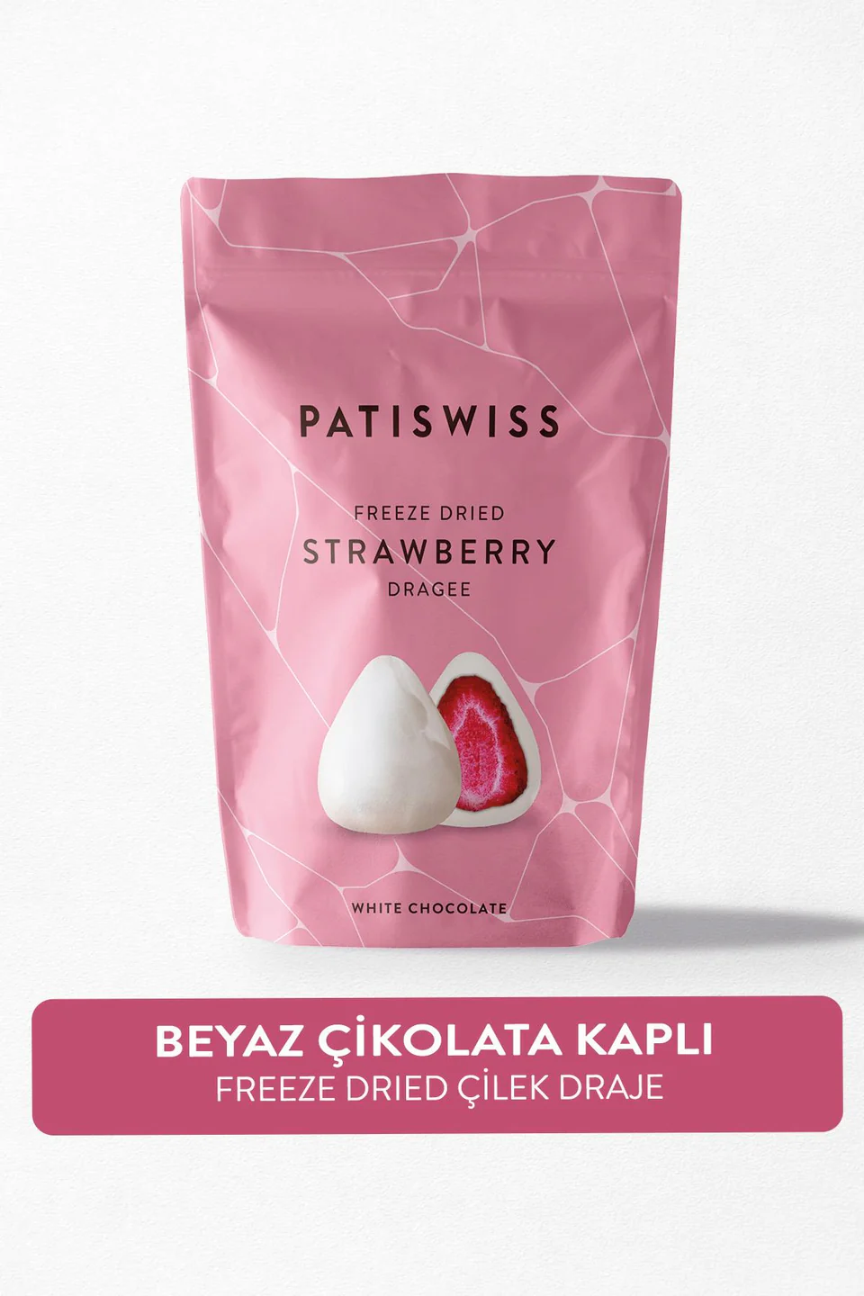 Patiswiss Beyaz Çikolatalı Çilek Draje 80 gr