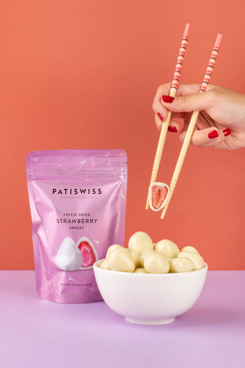 Patiswiss Beyaz Çikolatalı Çilek Draje 80 gr