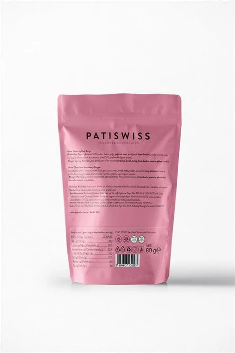 Patiswiss Beyaz Çikolatalı Çilek Draje 80 gr