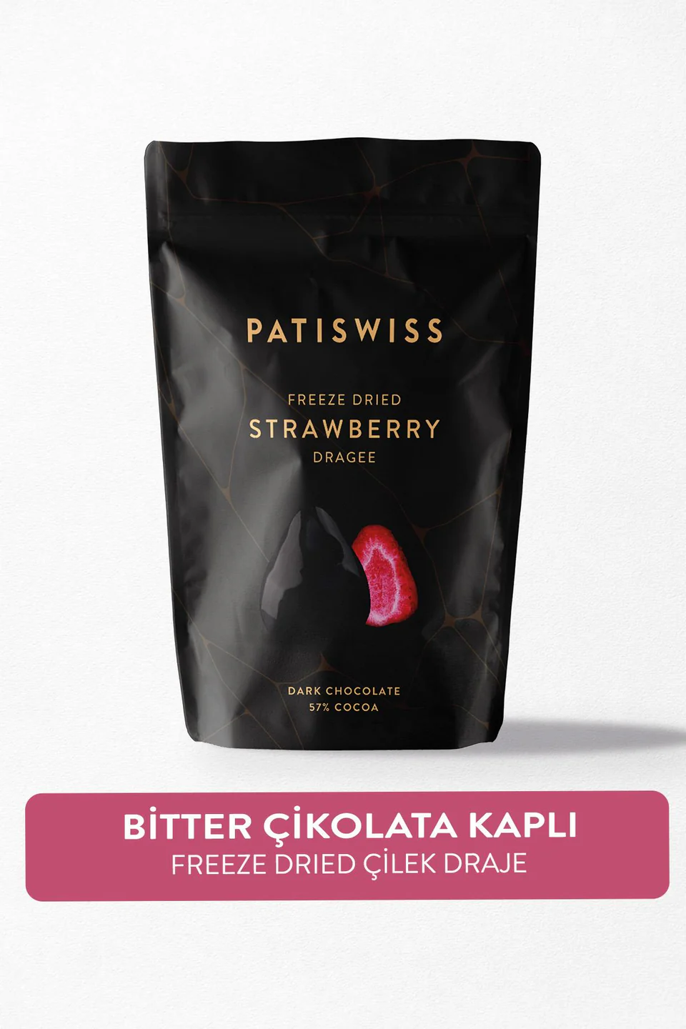Patiswiss Bitter Çikolatalı Çilek Draje 80 gr