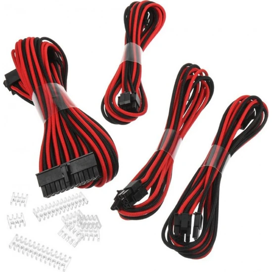 Phanteks, Gaming Oyuncu Bilgisayar, Extension Kablo Kiti_24P/8P/8V/8V, 500mm Length - Kırmızı/Siyah