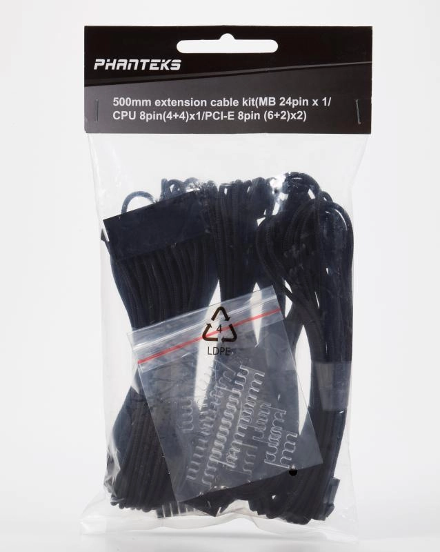 Phanteks, Gaming Oyuncu Bilgisayar, Extension Kablo Kiti_24P/8P/8V/8V, 500mm Length - Siyah