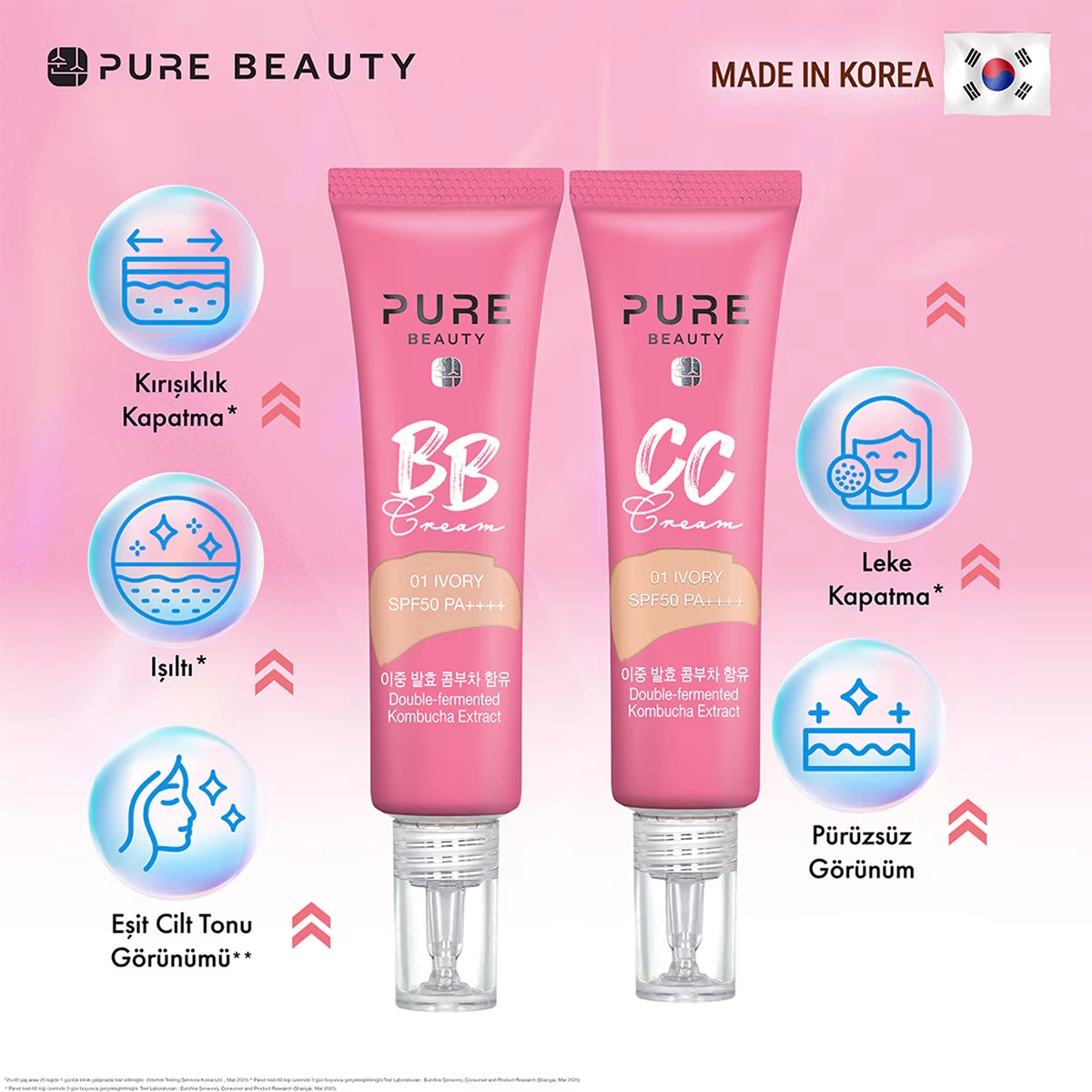 Pure Beauty, BB Krem, SPF50, PA++++, Natural - 30 ml (Yeni Ürün 4+)