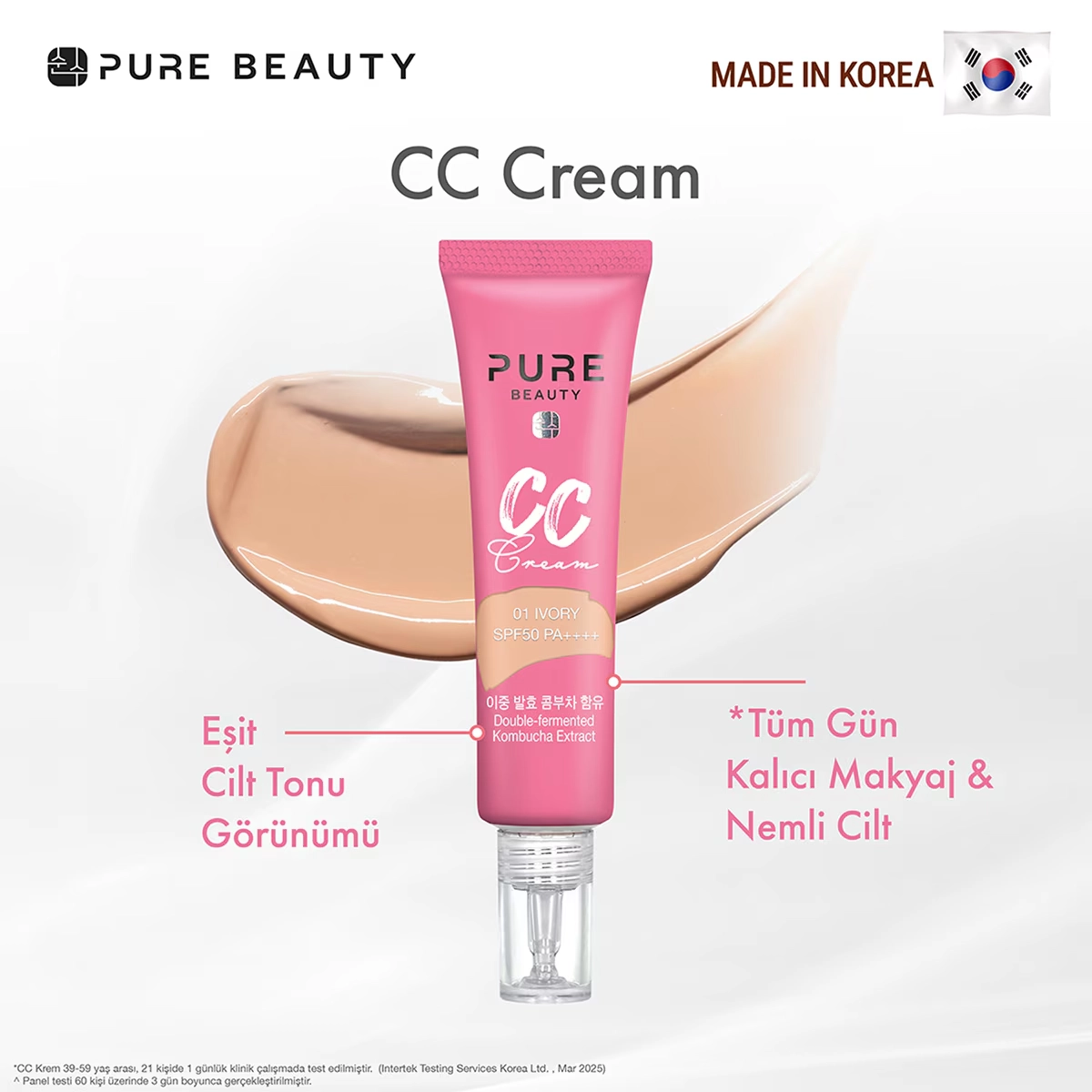 Pure Beauty, CC Krem, SPF50, PA++++, Ivory - 30 ml (Yeni Ürün 4+)