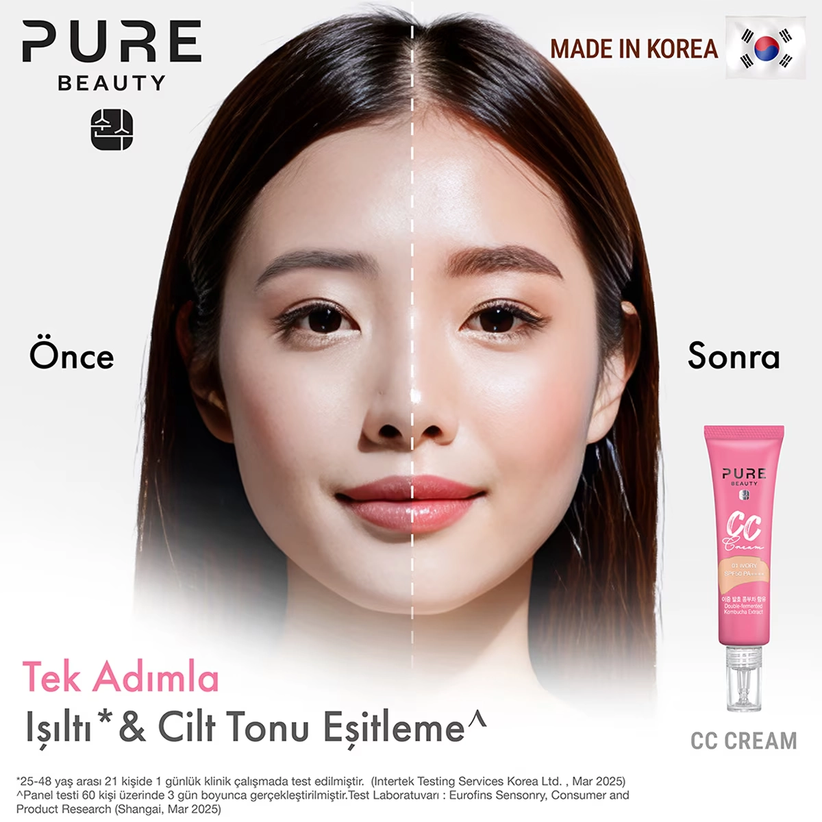 Pure Beauty, CC Krem, SPF50, PA++++, Ivory - 30 ml (Yeni Ürün 4+)