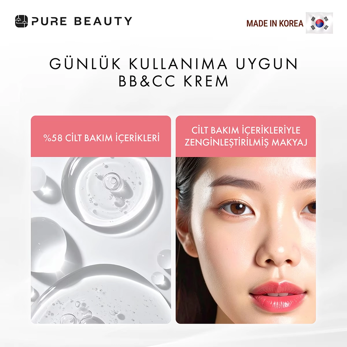 Pure Beauty, CC Krem, SPF50, PA++++, Ivory - 30 ml (Yeni Ürün 4+)