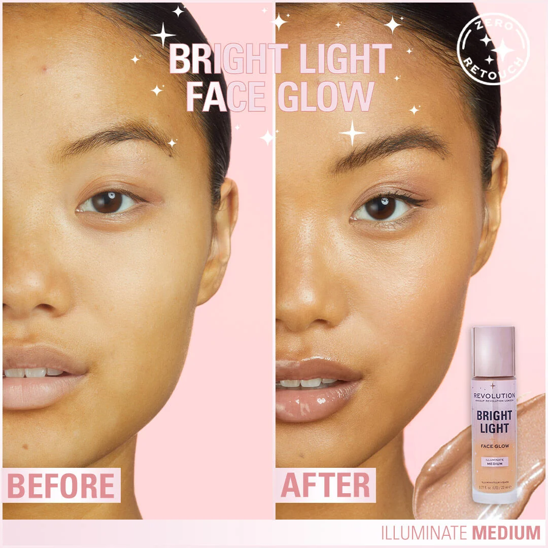 Revolution, Bright Light, Face Glow, 4in1 Işıltılı Fondöten, Illuminate Medium (23 ml)