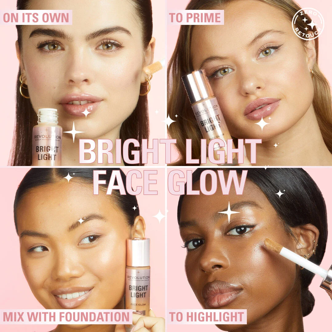 Revolution, Bright Light, Face Glow, 4in1 Işıltılı Fondöten, Illuminate Medium (23 ml)