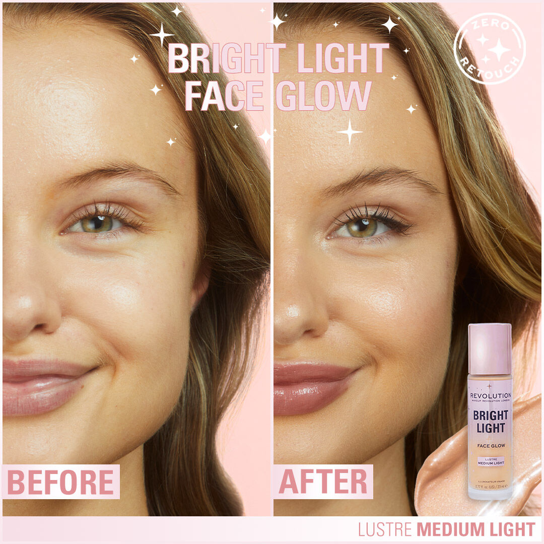 Revolution, Bright Light, Face Glow, 4in1 Işıltılı Fondöten, Lustre Medium Light (23 ml)