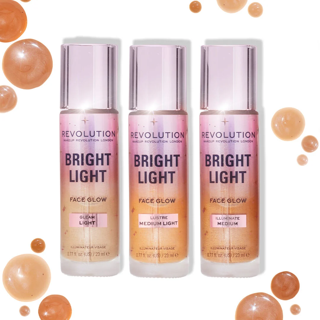 Revolution, Bright Light, Face Glow, 4in1 Işıltılı Fondöten, Lustre Medium Light (23 ml)