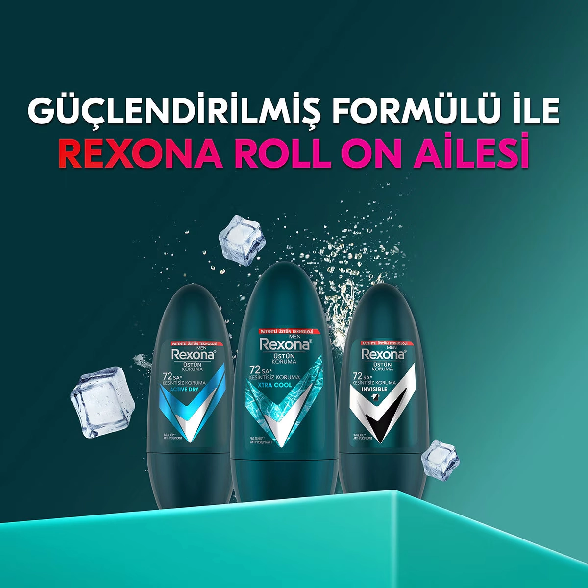 Rexona, Üstün Koruma, Erkek Roll On Deodorant Xtra Cool, 72 Saat Kesintisiz Koruma - 50 ml