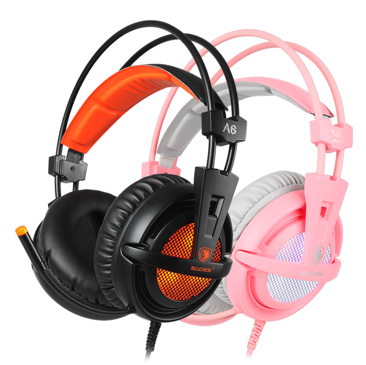 SADES A6 Mikrofonlu Kablolu Sanal 7.1 PC Gaming Oyuncu Kulaklığı (Online Selling Version) - Pembe