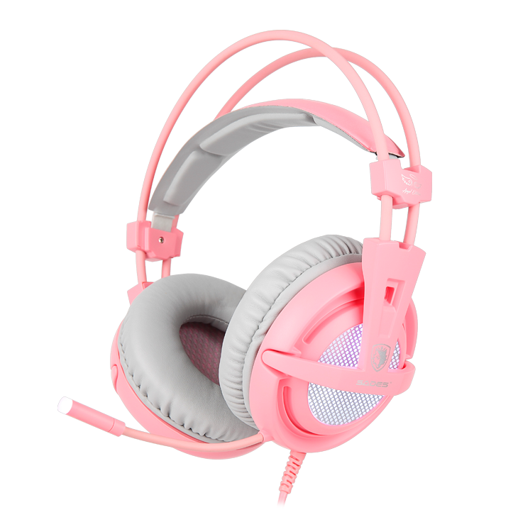 SADES A6 Mikrofonlu Kablolu Sanal 7.1 PC Gaming Oyuncu Kulaklığı (Online Selling Version) - Pembe