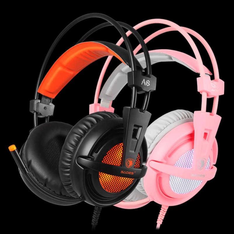 SADES A6 Mikrofonlu Kablolu Sanal 7.1 PC Gaming Oyuncu Kulaklığı (Online Selling Version) - Siyah