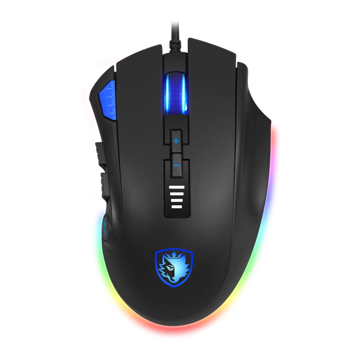 SADES S12 Axe, RGB Gaming Oyuncu Mouse - Siyah/Mavi