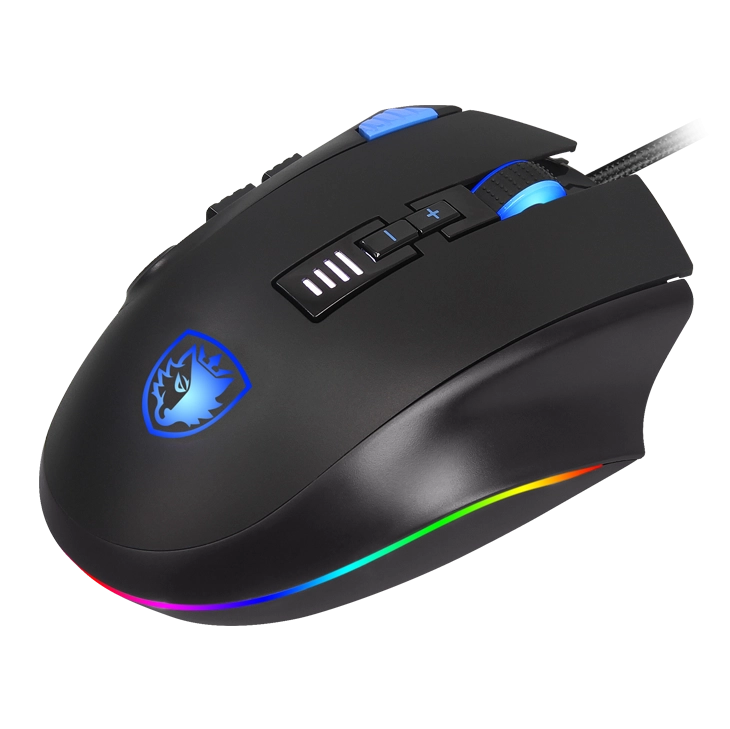 SADES S12 Axe, RGB Gaming Oyuncu Mouse - Siyah/Mavi